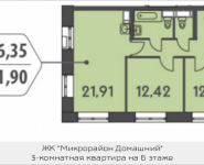 3-комнатная квартира площадью 61.9 кв.м, ул. Донецкая, 30, корп.2 | цена 7 927 348 руб. | www.metrprice.ru