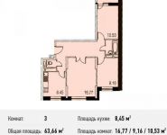 3-комнатная квартира площадью 63.7 кв.м в ЖК "Олимпийский", Стрелковая ул., 16 | цена 6 556 980 руб. | www.metrprice.ru