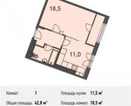 1-комнатная квартира площадью 42.8 кв.м, Ивановская ул., 1 | цена 3 595 200 руб. | www.metrprice.ru