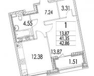 1-комнатная квартира площадью 43.3 кв.м, улица Архитектора Щусева, 2к3 | цена 11 695 373 руб. | www.metrprice.ru