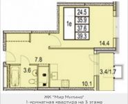 1-комнатная квартира площадью 39.5 кв.м, 2-я Муравская, корп.10.1 | цена 4 999 774 руб. | www.metrprice.ru