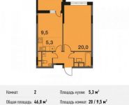 2-комнатная квартира площадью 46.8 кв.м, Ситникова ул., 1 | цена 4 159 584 руб. | www.metrprice.ru