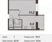 1-комнатная квартира площадью 33.7 кв.м, Новотушинская ул. | цена 3 097 839 руб. | www.metrprice.ru