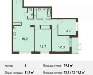 3-комнатная квартира площадью 81.7 кв.м, Живописная улица, вл21 | цена 10 286 789 руб. | www.metrprice.ru