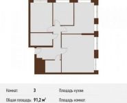 3-комнатная квартира площадью 91.2 кв.м, улица Козлова, 34 | цена 13 904 261 руб. | www.metrprice.ru