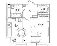 1-комнатная квартира площадью 37.6 кв.м, Рязанский проспект, д.2Б | цена 6 894 937 руб. | www.metrprice.ru