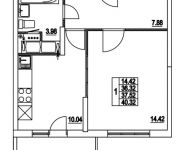 1-комнатная квартира площадью 37.52 кв.м, Муравская 2-я улица, д.1 | цена 4 879 557 руб. | www.metrprice.ru