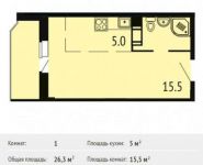 1-комнатная квартира площадью 26.3 кв.м, Лермонтова ул, 10к1 | цена 1 996 200 руб. | www.metrprice.ru