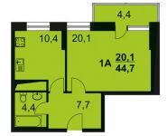 1-комнатная квартира площадью 45 кв.м, улица 1-й Ударной Армии, 95 | цена 3 021 700 руб. | www.metrprice.ru