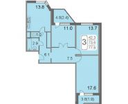 3-комнатная квартира площадью 77.9 кв.м, Грайвороновский 2-й проезд, д.38стр1 | цена 9 763 799 руб. | www.metrprice.ru