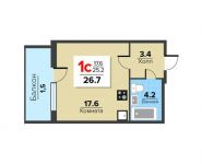 1-комнатная квартира площадью 42.26 кв.м, Лобачевского ул, 120 | цена 11 601 849 руб. | www.metrprice.ru