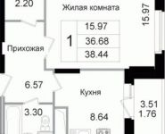 1-комнатная квартира площадью 38.2 кв.м, Щелково платф, 1 | цена 2 826 800 руб. | www.metrprice.ru