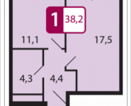 1-комнатная квартира площадью 38.2 кв.м, Северный Квартал, 1 | цена 2 597 600 руб. | www.metrprice.ru