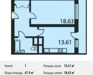1-комнатная квартира площадью 47.9 кв.м, Нагатинский 1-й пр., 11 | цена 12 255 715 руб. | www.metrprice.ru