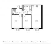 2-комнатная квартира площадью 61.3 кв.м, Ясеневая ул, 14 | цена 8 520 700 руб. | www.metrprice.ru