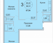 3-комнатная квартира площадью 87.94 кв.м, Садовая, 3, корп.1Б | цена 4 666 132 руб. | www.metrprice.ru