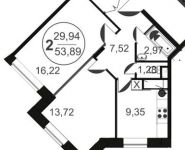 2-комнатная квартира площадью 53 кв.м, Новое Пушкино мкр | цена 3 188 671 руб. | www.metrprice.ru