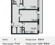 2-комнатная квартира площадью 71.6 кв.м, Нагатинский 1-й пр., 11 | цена 16 089 641 руб. | www.metrprice.ru