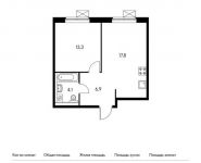 1-комнатная квартира площадью 42.1 кв.м,  | цена 4 256 310 руб. | www.metrprice.ru