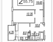 2-комнатная квартира площадью 55.75 кв.м, Колхозная улица, 20 | цена 2 937 938 руб. | www.metrprice.ru