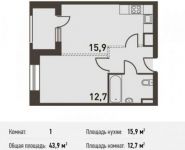 1-комнатная квартира площадью 43.9 кв.м, Акуловская улица, 23 | цена 7 111 800 руб. | www.metrprice.ru