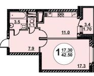 1-комнатная квартира площадью 42 кв.м, Первомайская ул. | цена 3 442 000 руб. | www.metrprice.ru