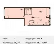 2-комнатная квартира площадью 66.4 кв.м, Донецкая улица, 30с29 | цена 5 245 600 руб. | www.metrprice.ru