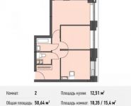 2-комнатная квартира площадью 50.6 кв.м, Донецкая ул., 30С1 | цена 6 371 525 руб. | www.metrprice.ru