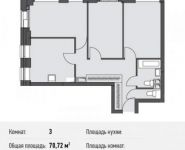 3-комнатная квартира площадью 70.7 кв.м в Микрорайон "Домашний", Донецкая улица, 30с29 | цена 11 521 420 руб. | www.metrprice.ru