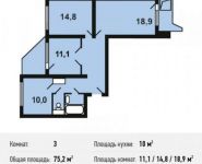 3-комнатная квартира площадью 75.2 кв.м, Покровская улица, 16 | цена 7 474 880 руб. | www.metrprice.ru