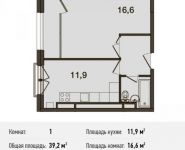 1-комнатная квартира площадью 39.2 кв.м, Ивановская ул., 1 | цена 3 488 800 руб. | www.metrprice.ru