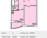 1-комнатная квартира площадью 42 кв.м, Героев пр-т, 8 | цена 3 320 600 руб. | www.metrprice.ru