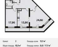 2-комнатная квартира площадью 82.8 кв.м, Нагатинский проезд, 11 | цена 16 896 665 руб. | www.metrprice.ru
