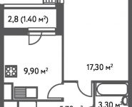 1-комнатная квартира площадью 39.6 кв.м, Софьи Ковалевской улица, д.20, к.2 | цена 6 076 224 руб. | www.metrprice.ru