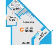 1-комнатная квартира площадью 34.3 кв.м, Молодежная ул., 78 | цена 4 500 000 руб. | www.metrprice.ru