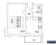 1-комнатная квартира площадью 41.3 кв.м, Инициативная ул., 13 | цена 4 800 000 руб. | www.metrprice.ru