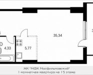 1-комнатная квартира площадью 47.02 кв.м в ЖК "В Пироговском", Мосфильмовская, 74, корп.Б | цена 8 369 561 руб. | www.metrprice.ru