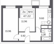 2-комнатная квартира площадью 47.22 кв.м, Мякининское шоссе, 6, корп.6 | цена 4 883 492 руб. | www.metrprice.ru