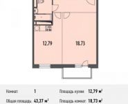 1-комнатная квартира площадью 43.4 кв.м, Белорусская ул., 10 | цена 3 990 040 руб. | www.metrprice.ru