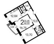2-комнатная квартира площадью 66.9 кв.м, Лобачевского ул., 118К3 | цена 13 848 300 руб. | www.metrprice.ru
