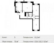 3-комнатная квартира площадью 71 кв.м, Фруктовая улица, 1 | цена 6 329 224 руб. | www.metrprice.ru