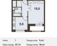 1-комнатная квартира площадью 39.7 кв.м, Волоколамское ш, 67 | цена 7 860 333 руб. | www.metrprice.ru