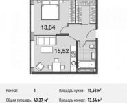 1-комнатная квартира площадью 43.4 кв.м, улица Энергетиков, 6 | цена 8 540 551 руб. | www.metrprice.ru