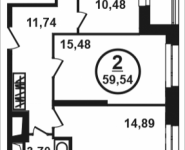 2-комнатная квартира площадью 59.54 кв.м, Петра Алексеева, 12а, корп.4 | цена 9 051 368 руб. | www.metrprice.ru