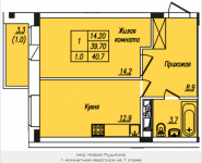 1-комнатная квартира площадью 40.7 кв.м, Просвещения, 14 | цена 3 014 975 руб. | www.metrprice.ru