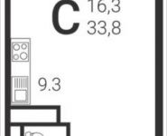 1-комнатная квартира площадью 33.8 кв.м,  | цена 4 570 300 руб. | www.metrprice.ru