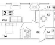 2-комнатная квартира площадью 59.57 кв.м, Рязанский проспект, д.влд 2 | цена 10 044 216 руб. | www.metrprice.ru