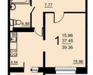 1-комнатная квартира площадью 39.36 кв.м, 5-й микрорайон, 18 | цена 2 228 170 руб. | www.metrprice.ru