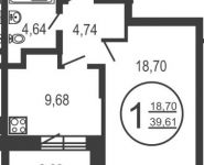 1-комнатная квартира площадью 39 кв.м, Колпакова ул., 44 | цена 3 499 544 руб. | www.metrprice.ru