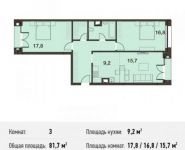 3-комнатная квартира площадью 81.7 кв.м, Заречная ул., 2/1 | цена 19 057 342 руб. | www.metrprice.ru